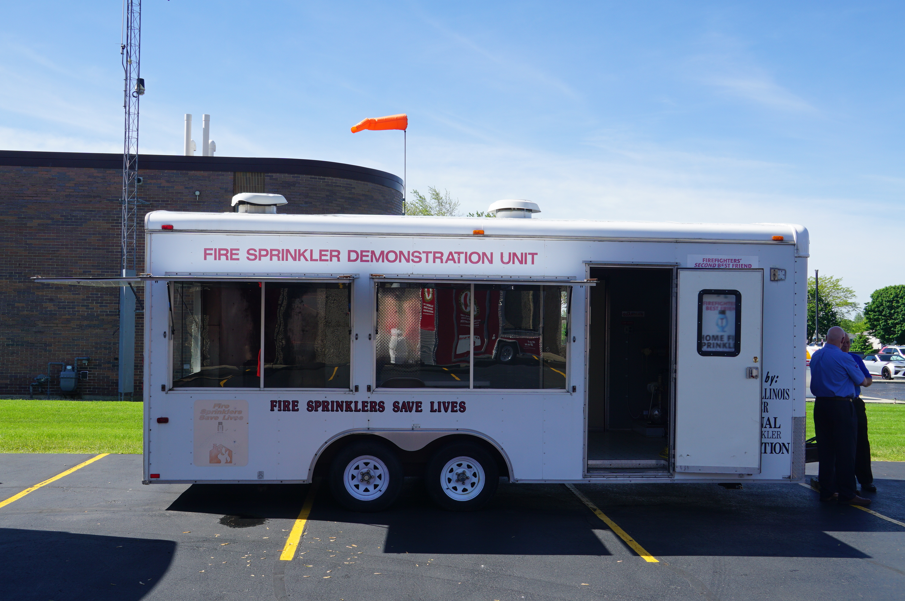 This is the NIFIA demonstration trailer from the Northern Illinois Fire Inspectors Association. Currently being retrofitted with commercial valves also along with a residential tank and pump. Wauconda Fire District is the contact for this trailer.
